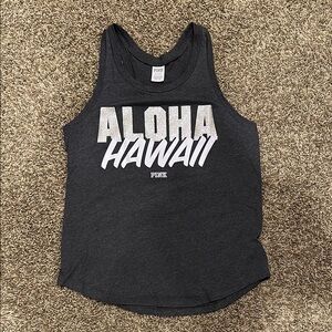 PINK Victoria's Secret White and Gray Sleeveless Tank Top
